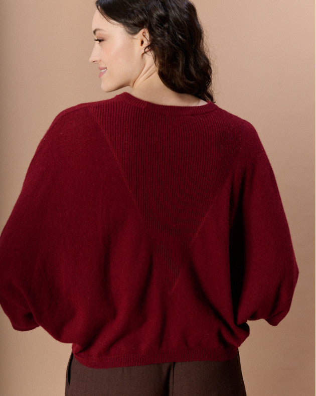 Pull manche chauve-souris Yves bordeaux