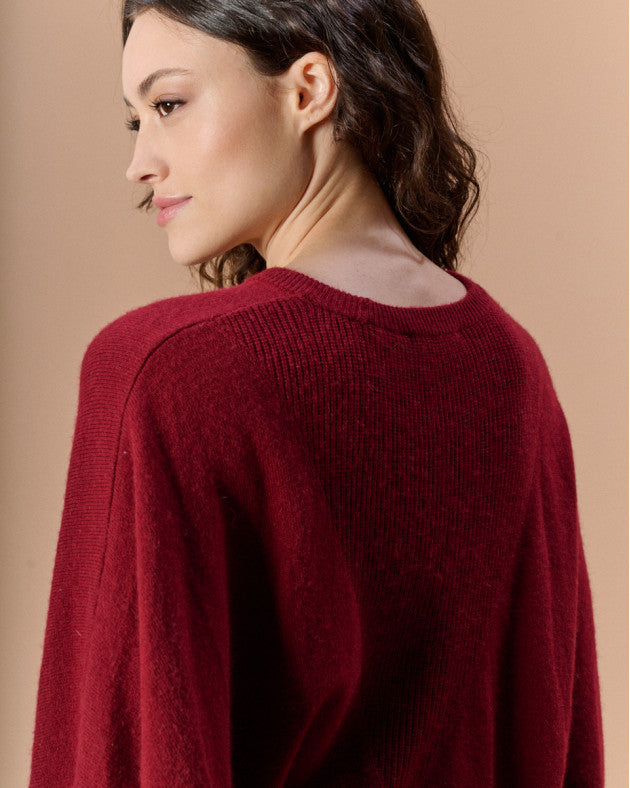 Pull manche chauve-souris Yves bordeaux