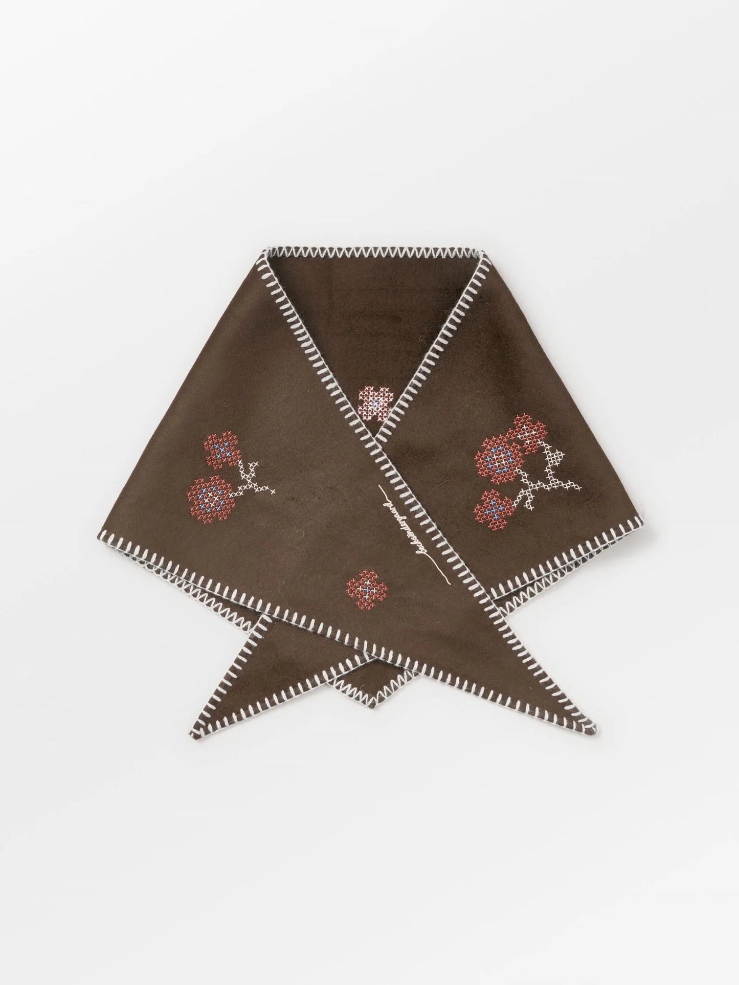 Echarpe triangle Flotile marron à motifs