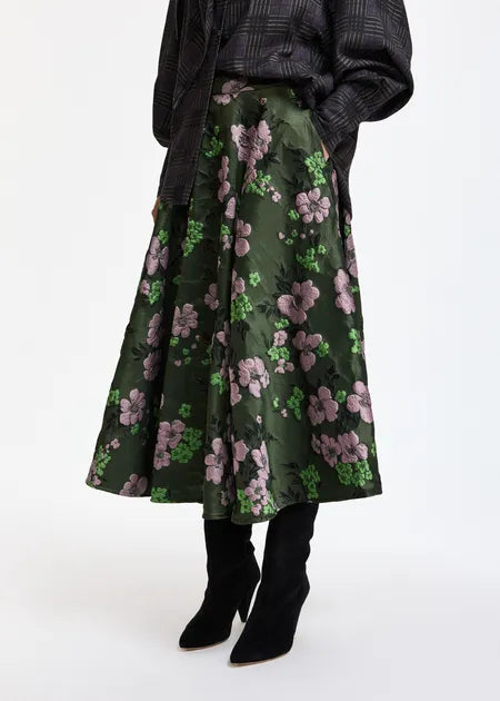 Jupe verte Kathyanne à fleurs
