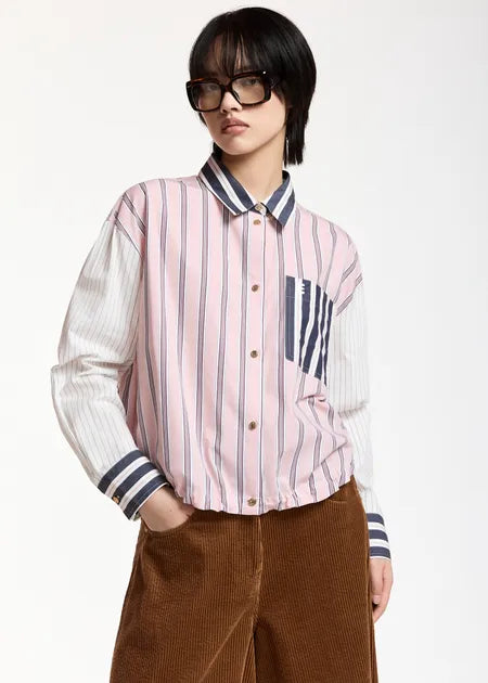 Chemise courte Kozef rose et grise
