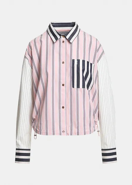Chemise courte Kozef rose et grise