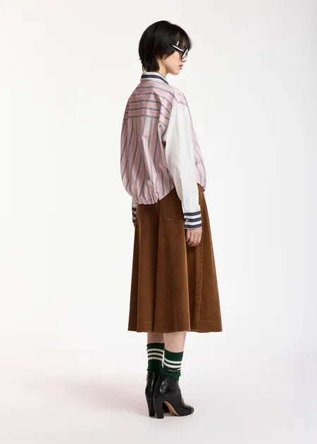 Chemise courte Kozef rose et grise