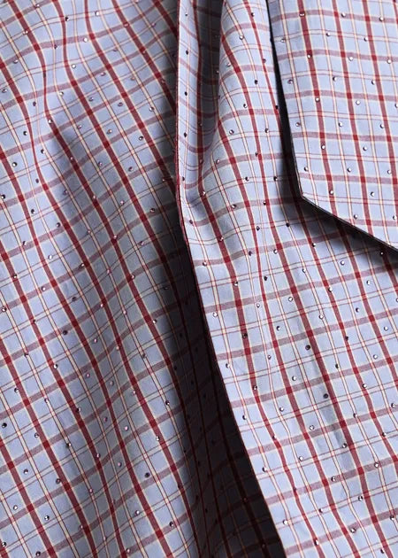 Blouse Kefir rouge et bleu avec noeud