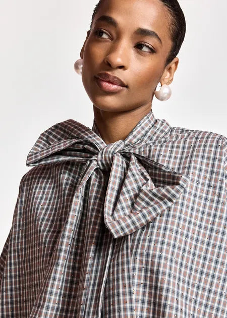 Blouse Kefir marron avec noeud