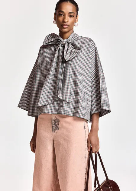 Blouse Kefir marron avec noeud