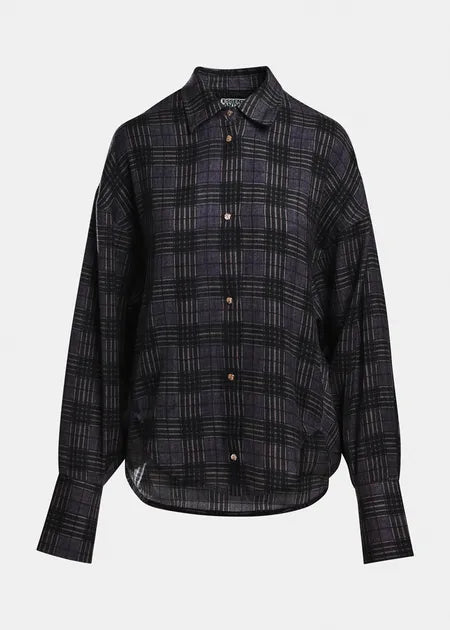 Chemise noire à carreaux Kiss