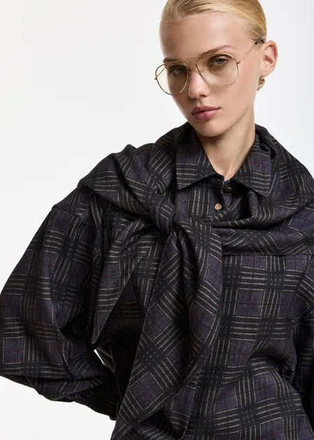 Chemise noire à carreaux Kiss