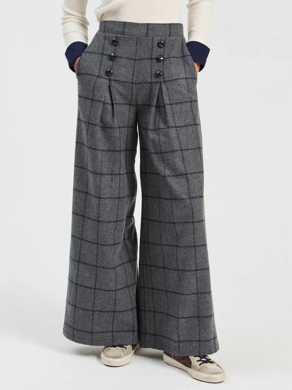 Pantalon Maya gris à carreaux