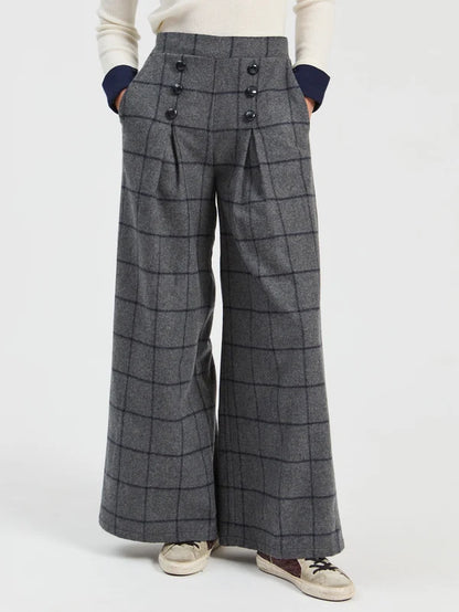 Pantalon Maya gris à carreaux