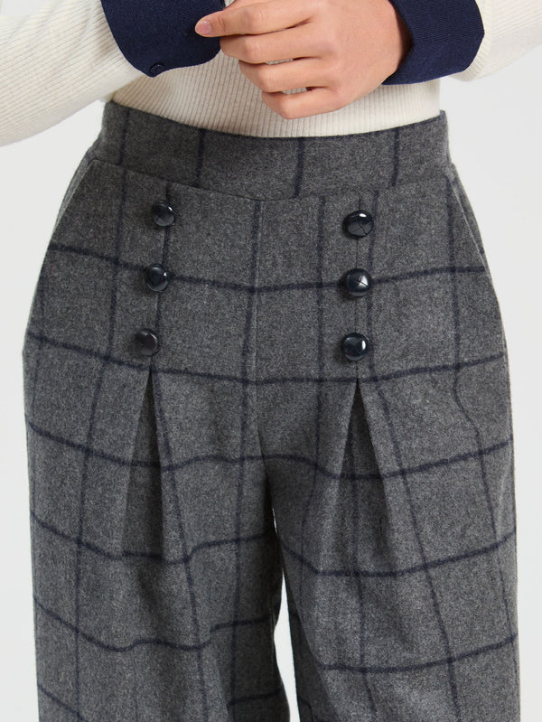 Pantalon Maya gris à carreaux