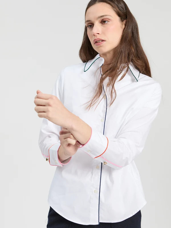 Chemise blanche à lignes colorées Viveada