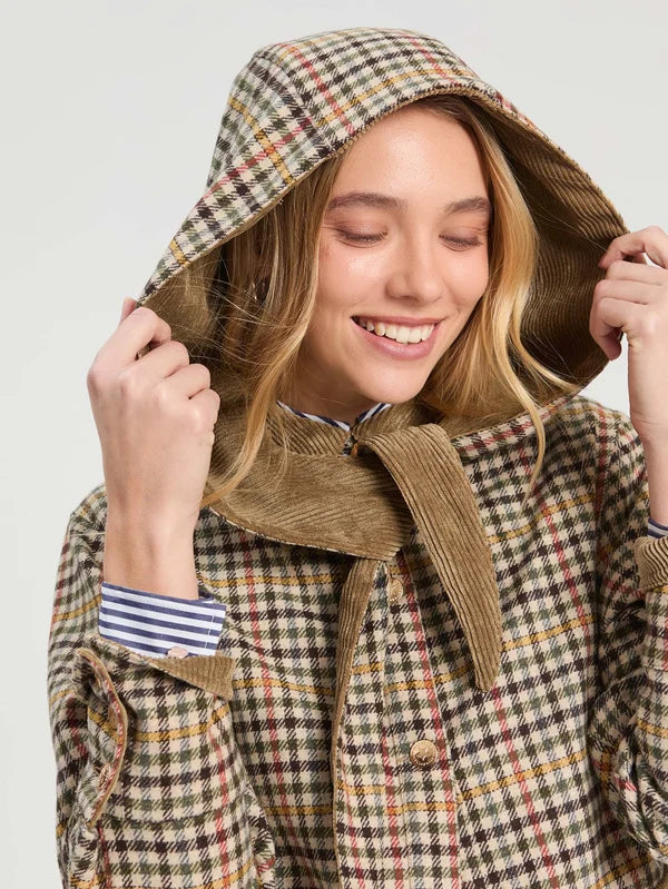 Veste pied-de-poule à capuche amovible Kent