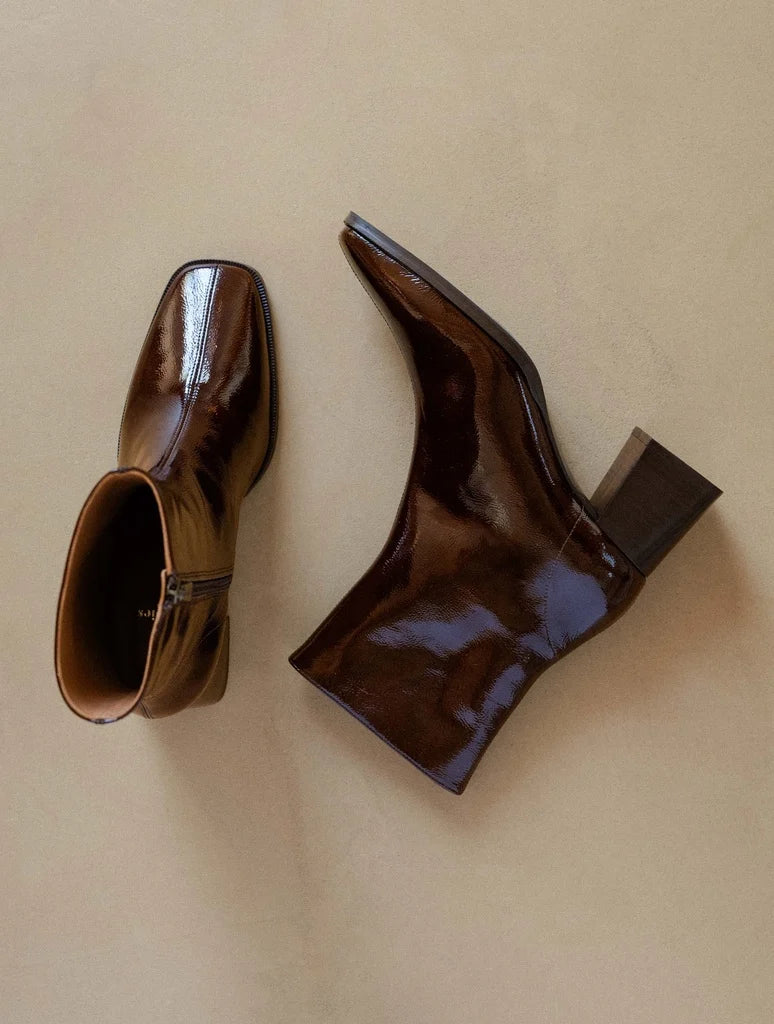 Bottines Marlie ganache cuir vernis