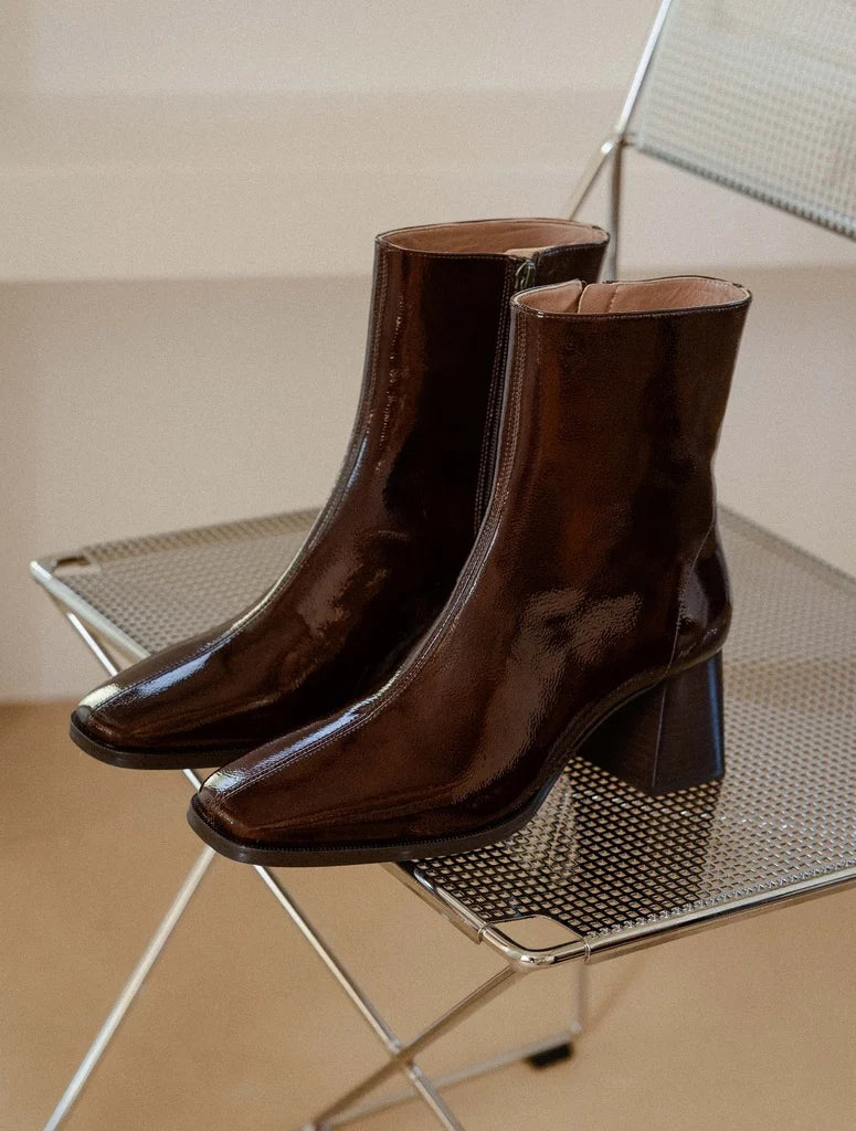 Bottines Marlie ganache cuir vernis