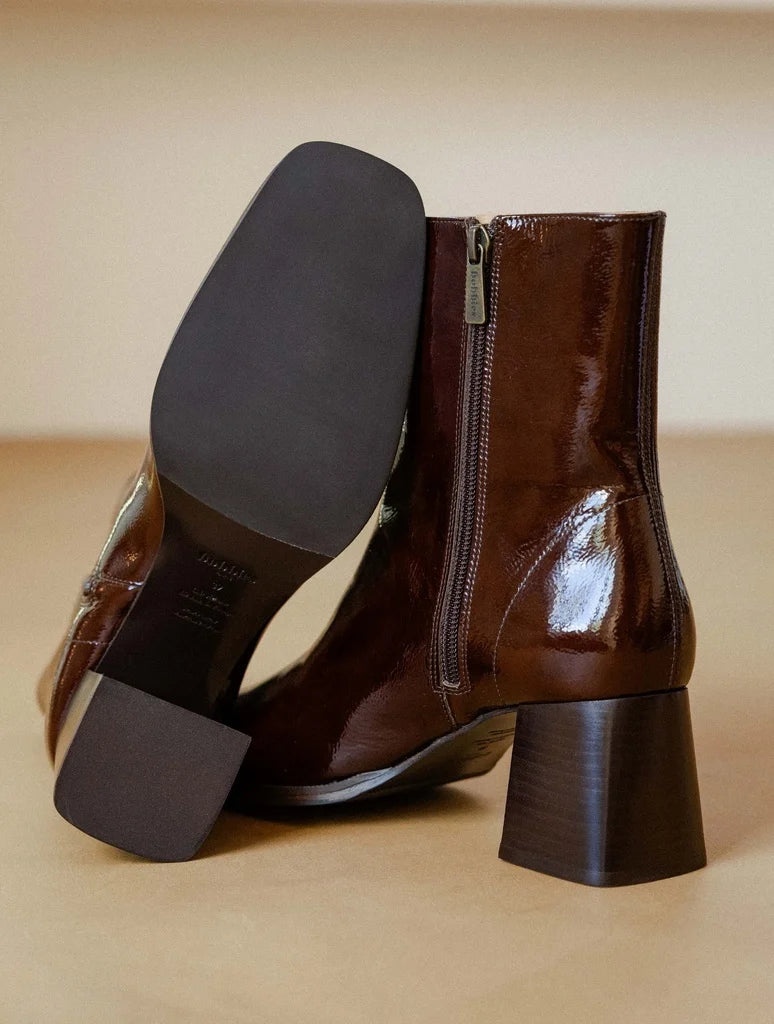 Bottines Marlie ganache cuir vernis