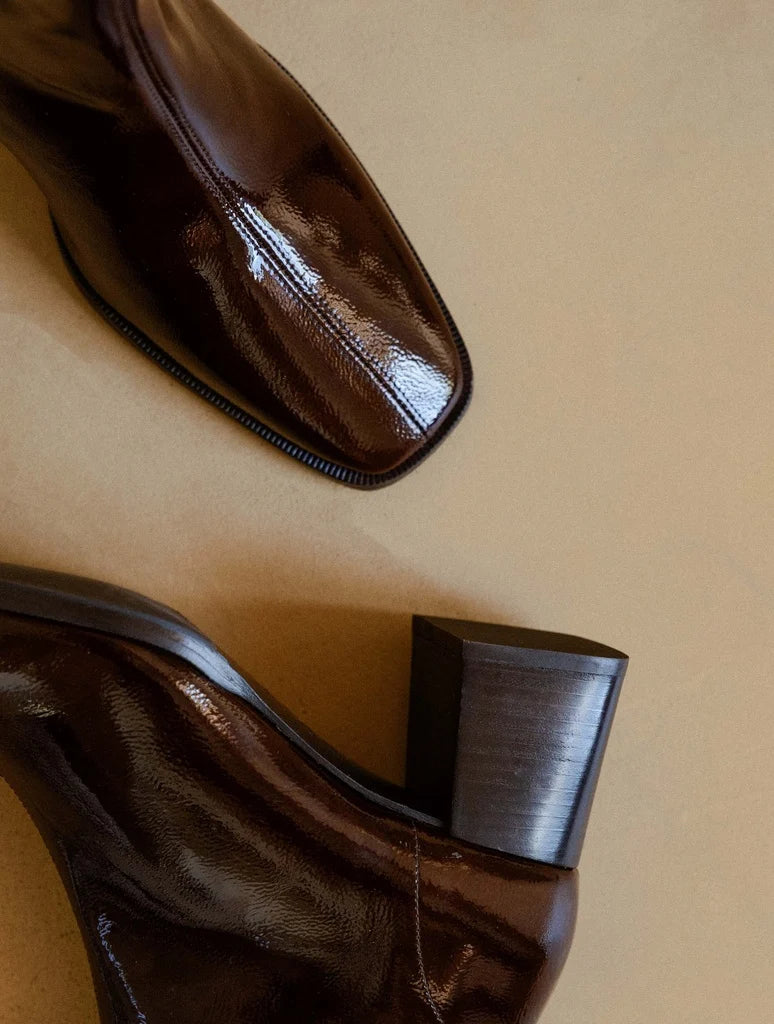 Bottines Marlie ganache cuir vernis