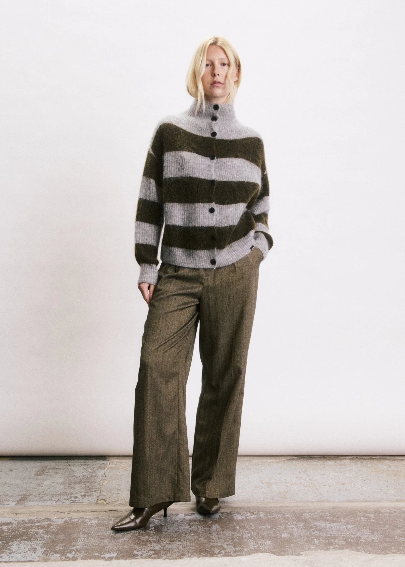 Cardigan Josh kaki et gris