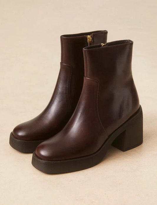 Bottines n°582 cuir marron chocolat