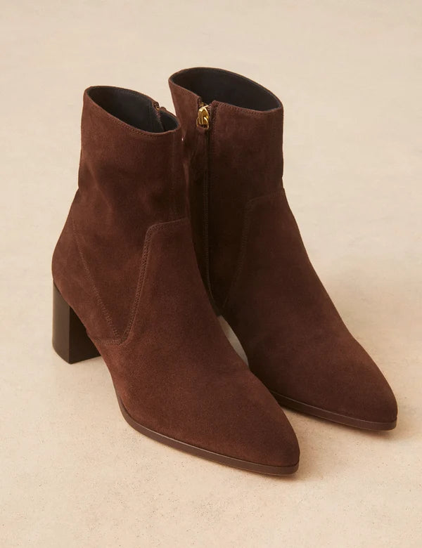 Bottines n°556 cuir suède marron chocolat