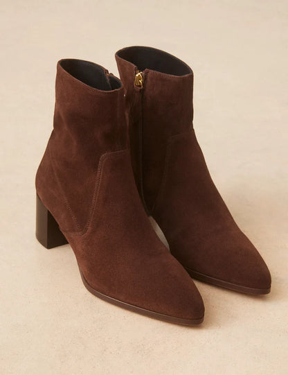 Bottines n°556 cuir suède marron chocolat