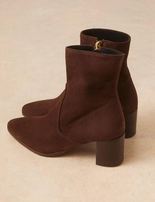 Bottines n°556 cuir suède marron chocolat