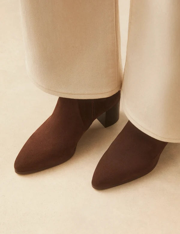 Bottines n°556 cuir suède marron chocolat
