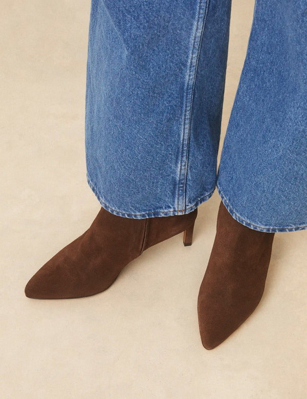 Bottines n°720 cuir suède marron chocolat