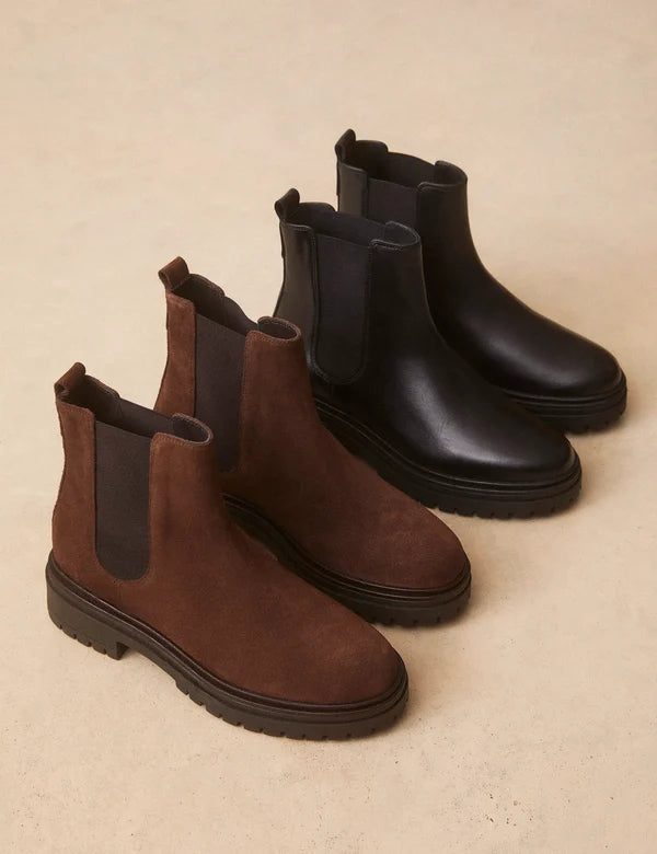 Bottines n°301 cuir suède marron chocolat