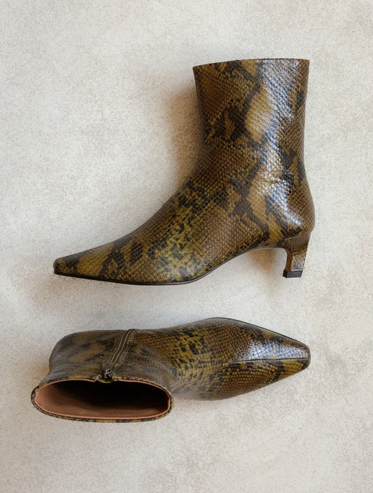 Bottines Lauren serpent kaki mamba