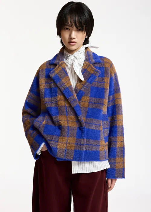 Veste/gilet Karreau bleu et marron
