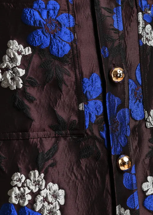 Robe chemise Kinder à fleur kaki et bleu
