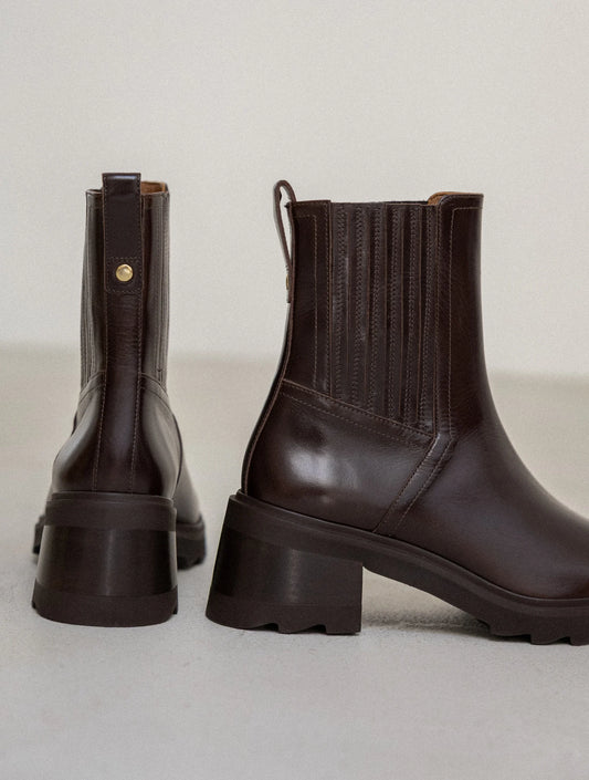 Bottines Lison mogano cuir
