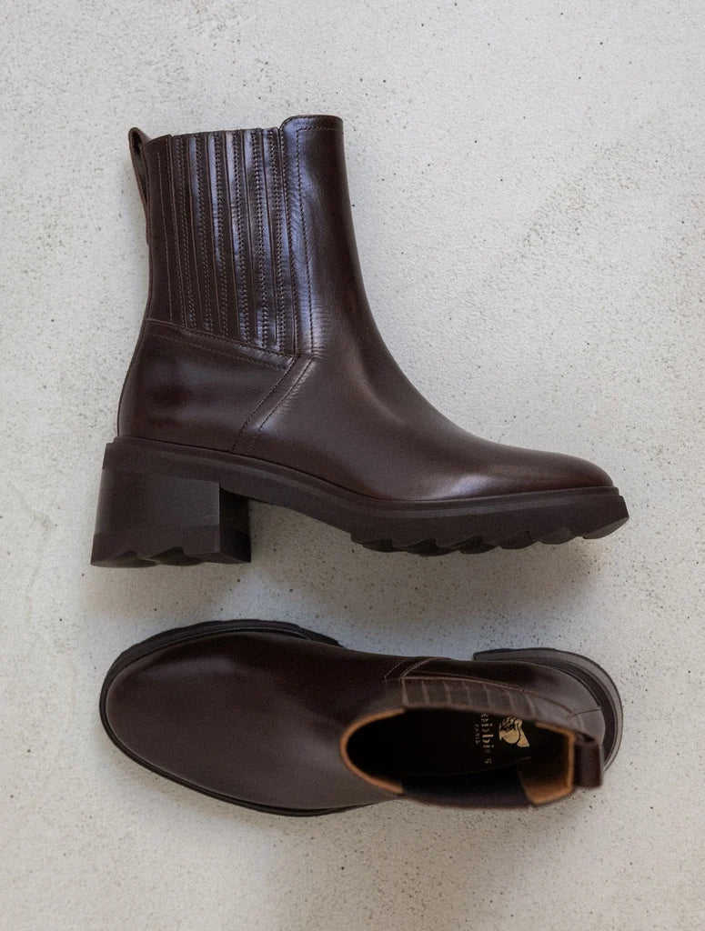 Bottines Lison mogano cuir