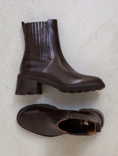 Bottines Lison mogano cuir