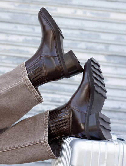 Bottines Lison mogano cuir