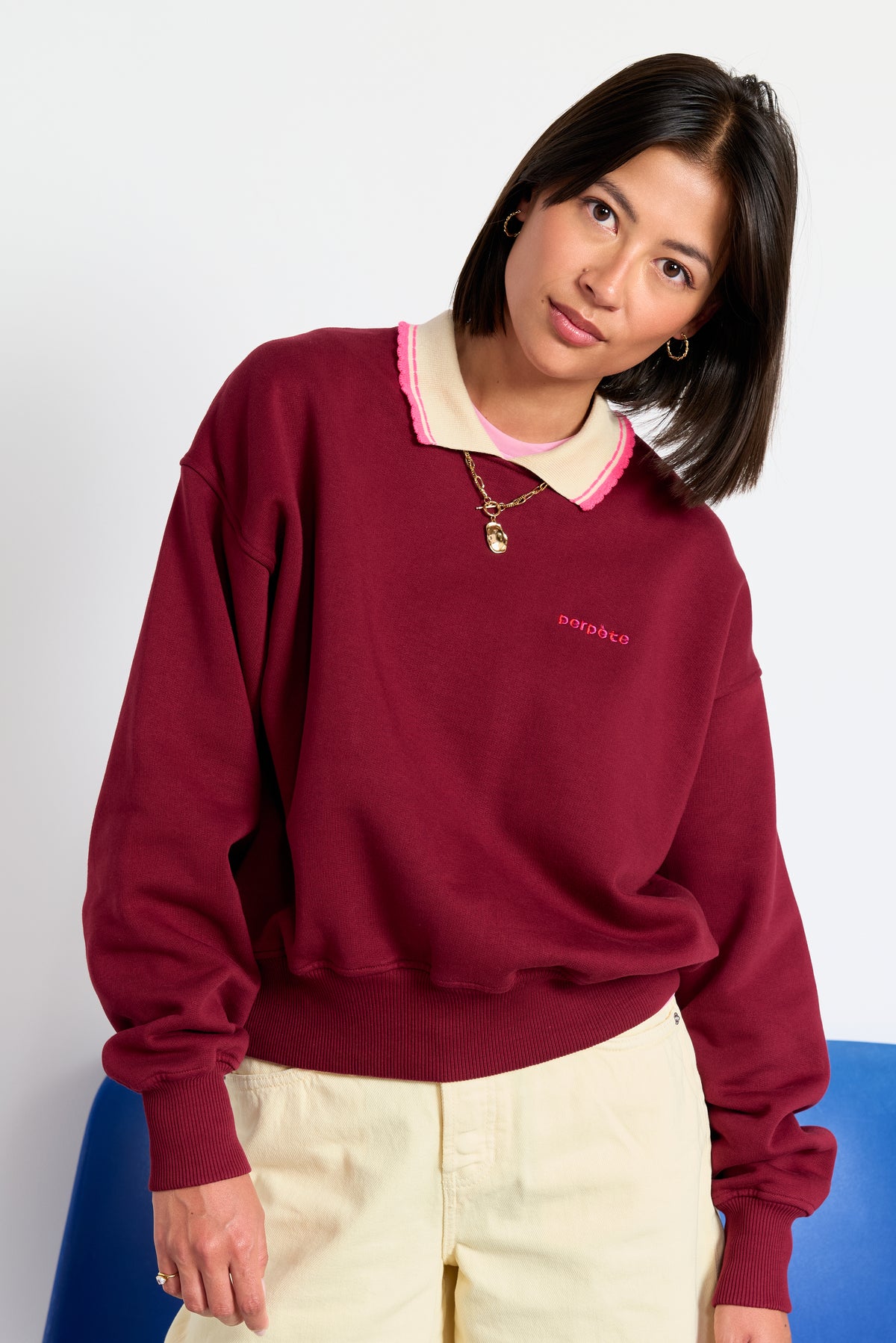 Sweat Geri stripped bordeaux