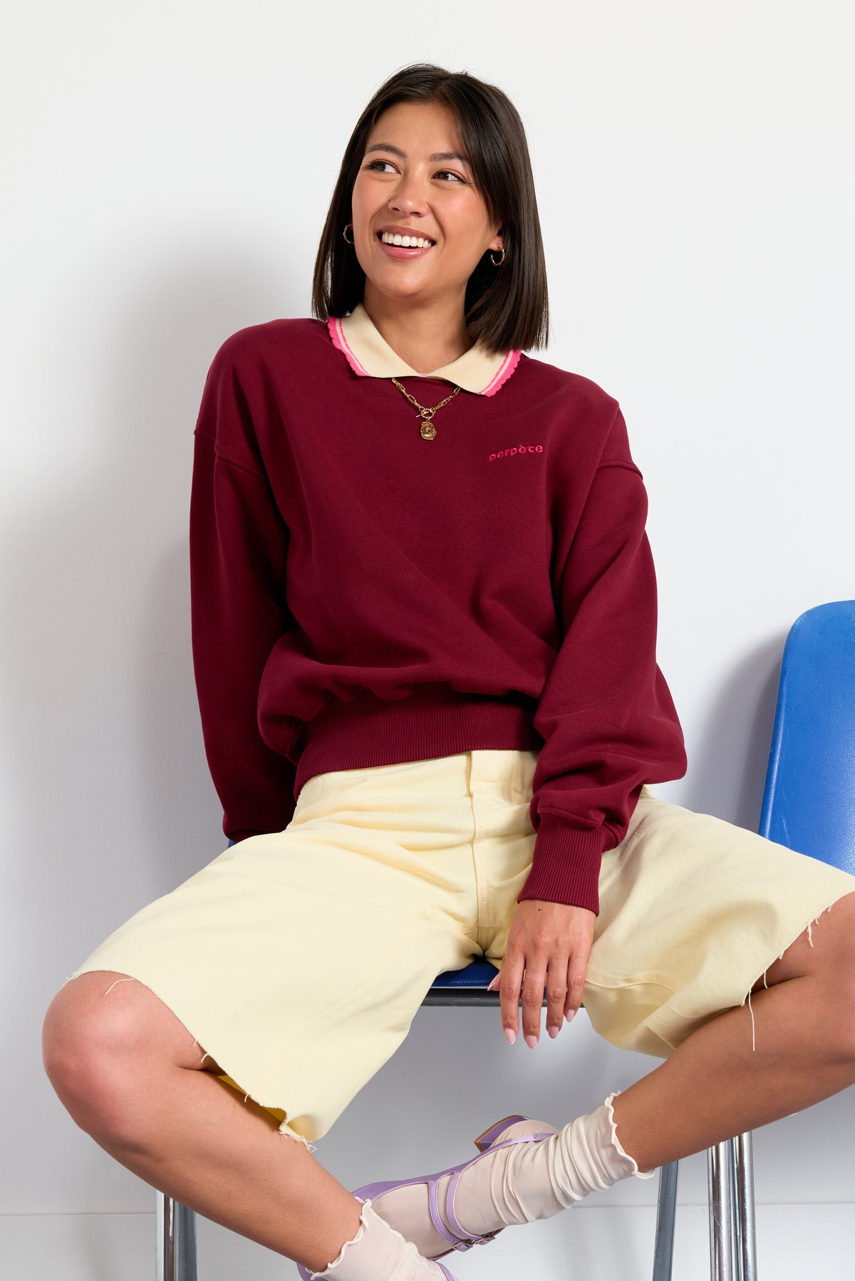 Sweat Geri stripped bordeaux