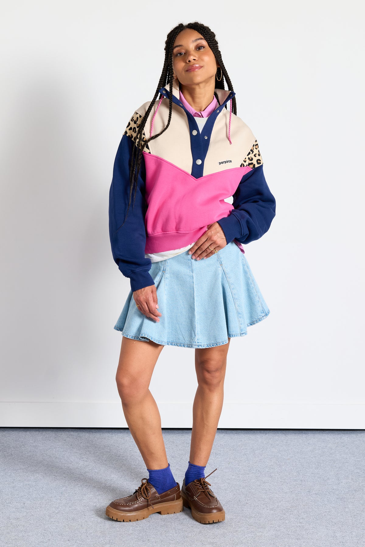 Sweat Lana bleu marine & rose