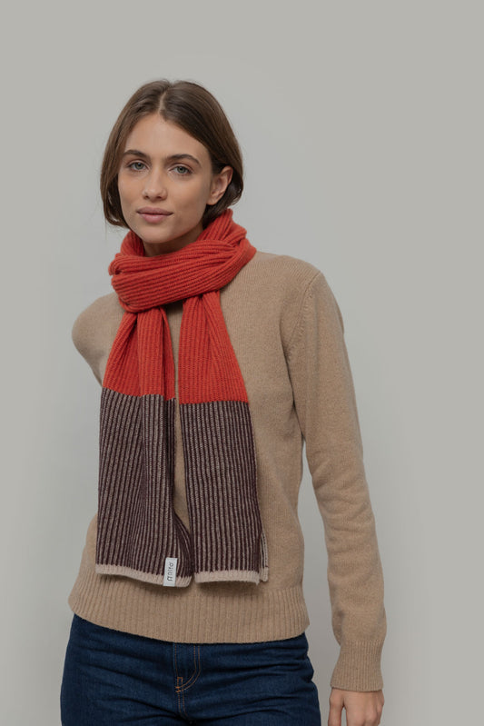 Echarpe teresa cachemire recyclé orange camel