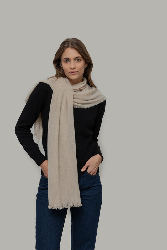 Echarpe zefiro cachemire recyclé beige