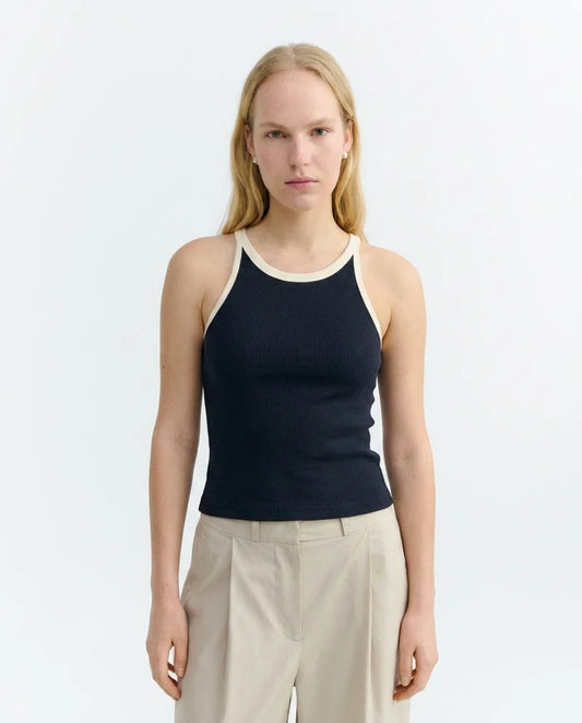 Débardeur Harriet bleu marine et blanc
