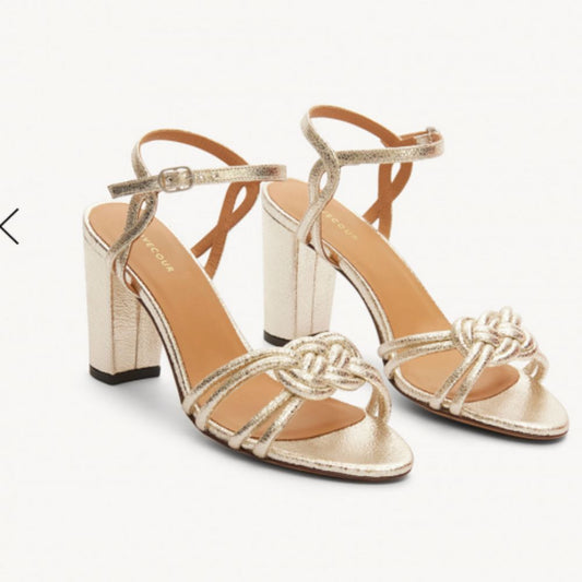 SANDALES N°111 Cuir Or Blanc