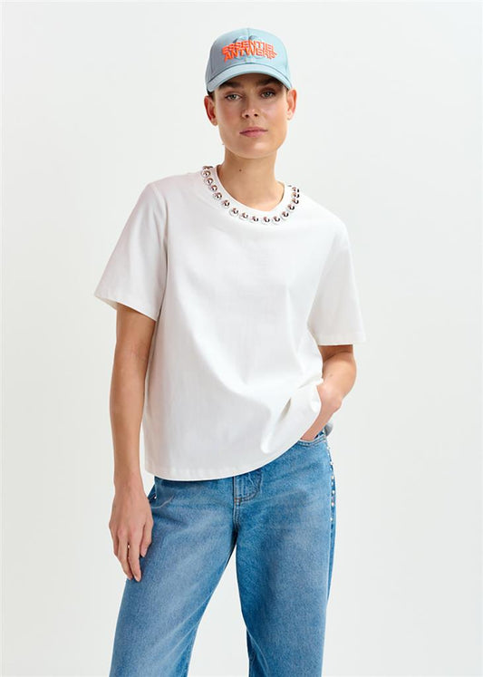 T-shirt Intenso blanc avec perles