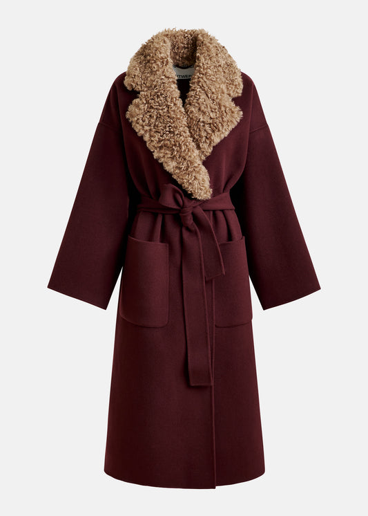 Manteau avec fourrure Irno bordeau