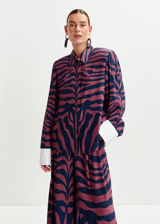 Chemise zèbre Ishow bordeau