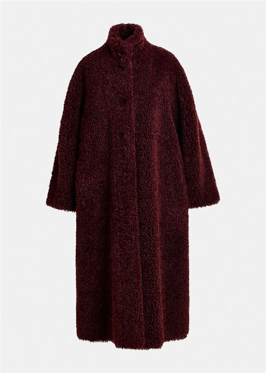 Manteau fausse fourrure Ispot bordeau