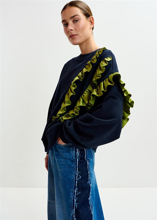 Sweat Iwave bleu marine/vert