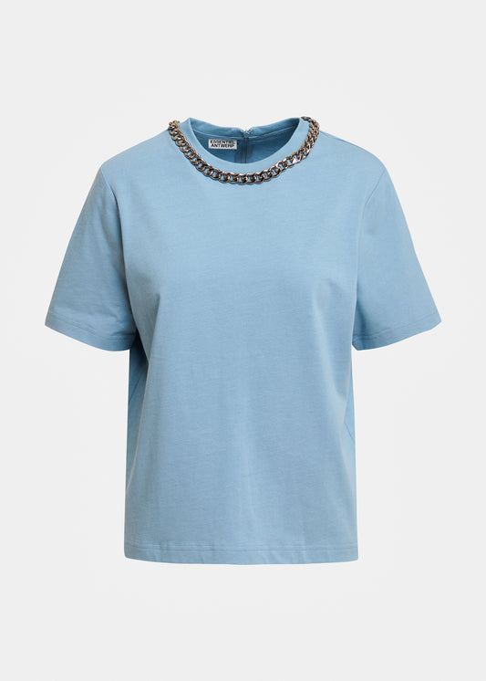 T-shirt Klaim bleu avec col chaine