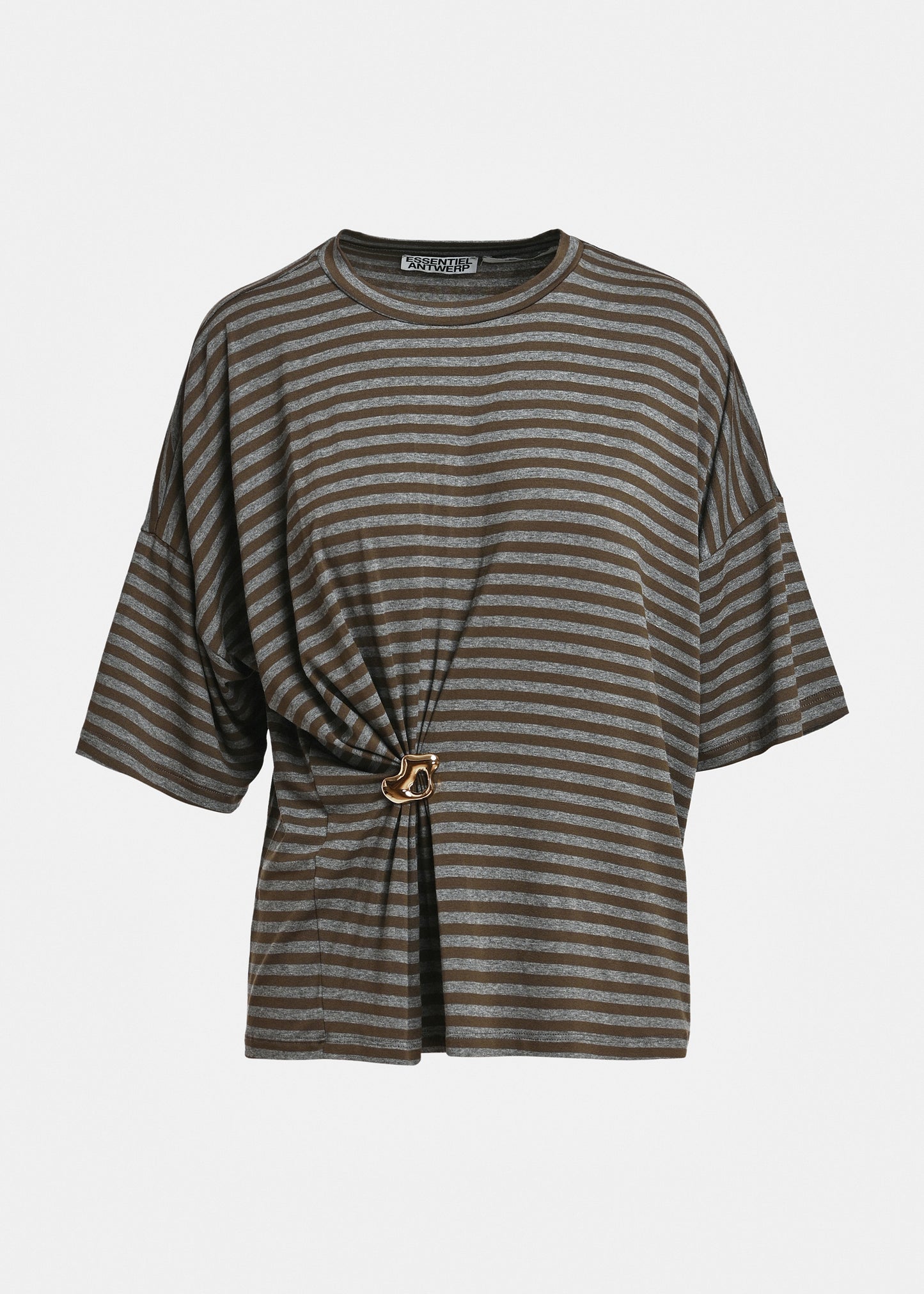 T-shirt rayé Kriss kaki avec broche